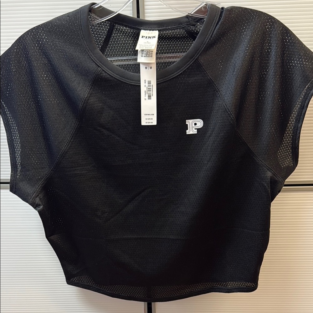 PINK Victoria's Secret Black Boxy Crop T-Shirt
